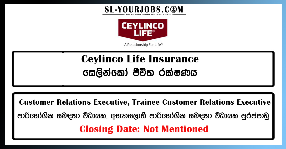 Customer Relations Executive, Trainee Customer Relations Executive Vacancies 2025.